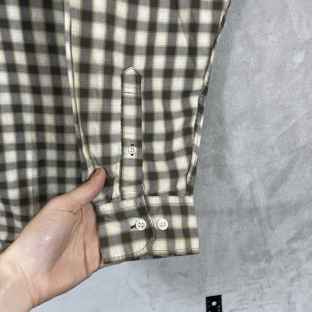 Vintage 90s Banana Republic Shadow Plaid Shirt Mens Large Hong Kong Button Up